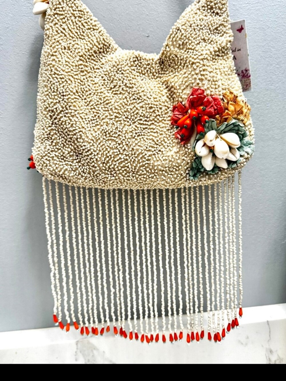 NEW Viral Beaded Fringe Seashell 3D Multicolor Coastal Shoulder Bag - Picture 5 of 5